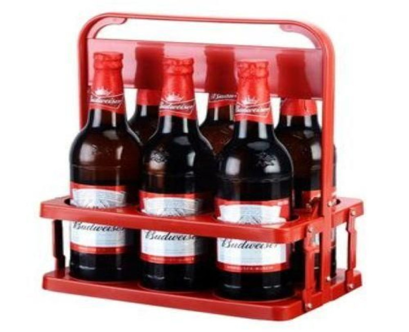 Plastic Foldable 6 Bottles holder Basket Rack, Red.