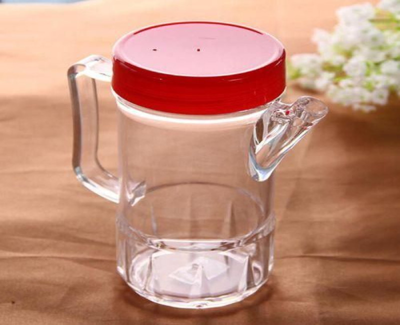 300ml Acrylic Oil Dispenser Honey Pot Vinegar Sauce Bottle For Barbecue- Red.