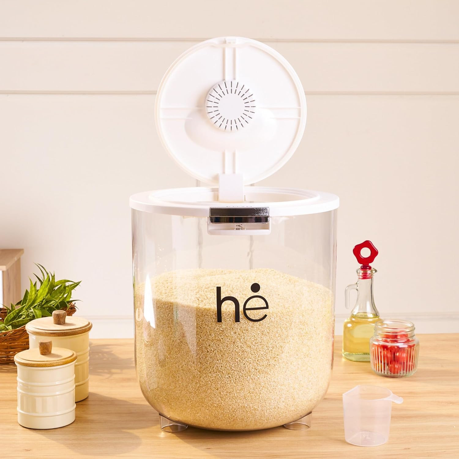 Rice Dispenser, Automatic Dispenser Grain Storage Bin, 360° Rotatable Household Rice Bucket, 7-Grid Rice Storage Dry Food Dispenser Grain Storage Dried Fruit Food Storage Box Double Layer -Multicolor