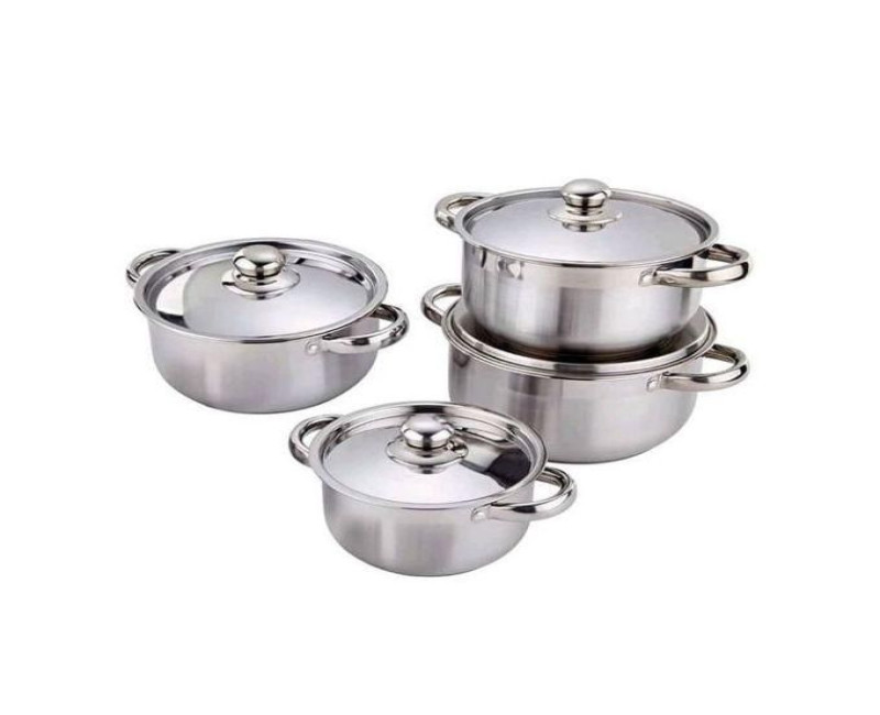 4 PC 16,18, 20,24CM Stainless Steel Saucepans Cooking Pots- Silver.