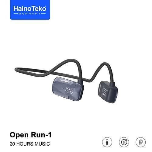 Open Run 1 Wireless Bluetooth Earphone with Super Clear Mic- Black Haino teko