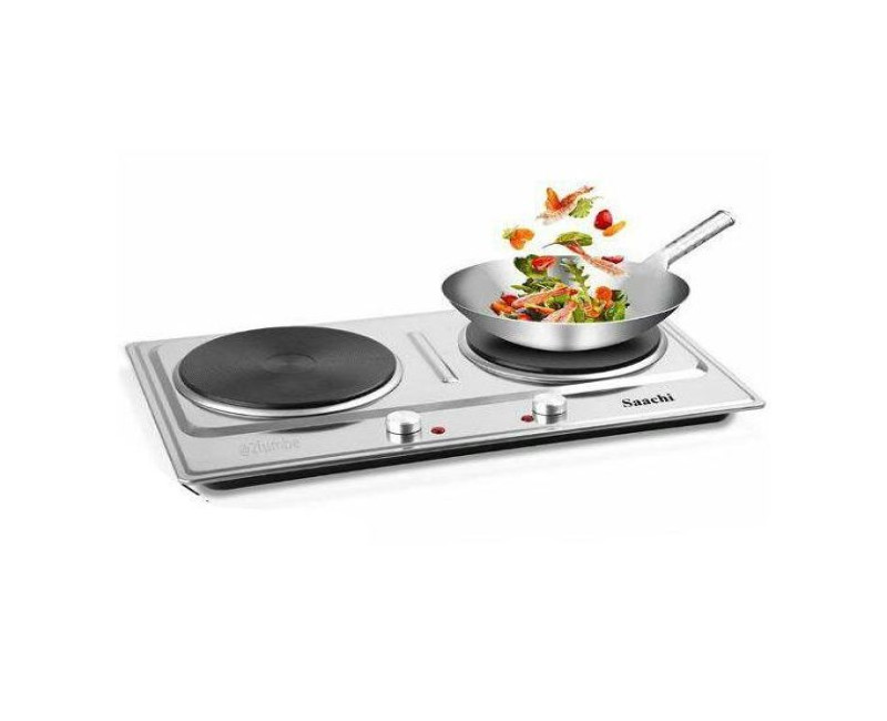 Electric Stove Double Burner Hot Plate Coil Cooker - Silver Saachi