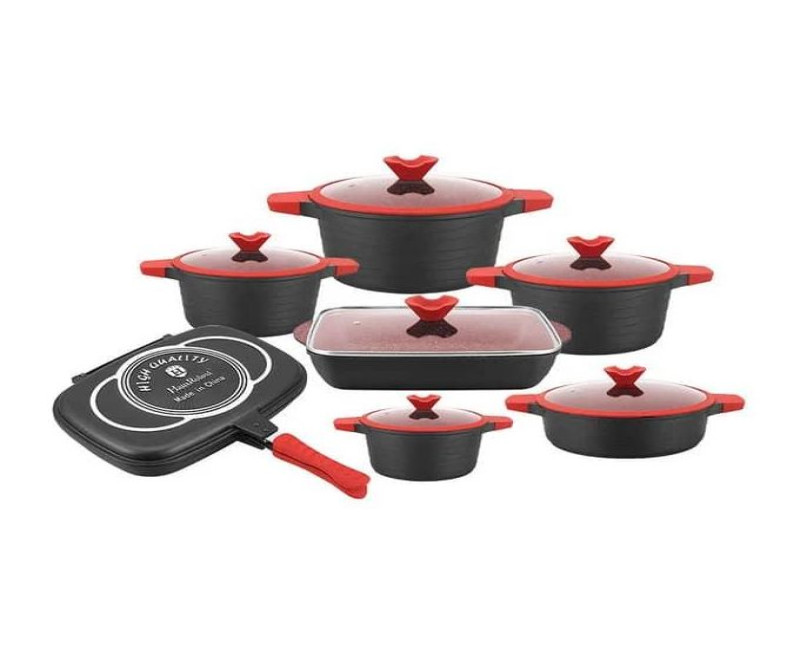 13pcs Die-casting Non Stick Aluminum Saucepans Cooking Pot With Grill Pan Cookware Set