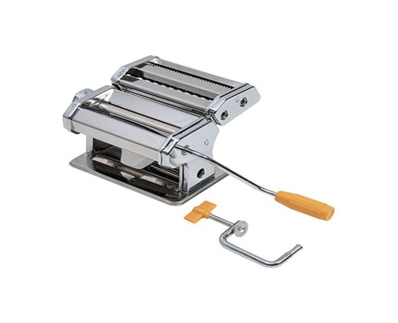 Pasta Maker Roller Machine, Manual Spaghetti, Noodles Maker Cutter-Silver.