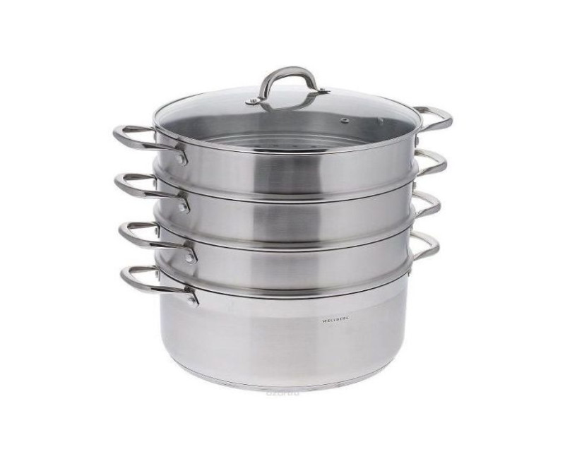 28Cm - 4 Layer Stainless Steel Food Saucepan And Steamer Soup Pot -Silver.