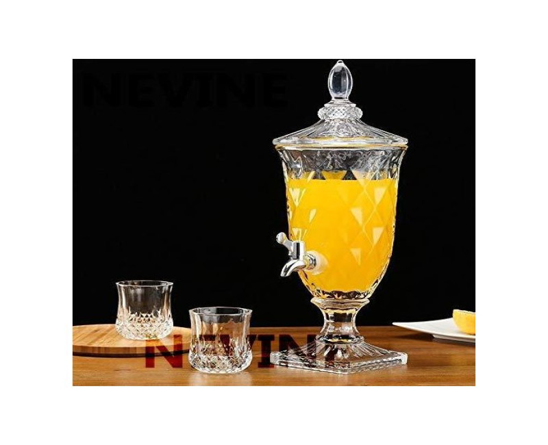 4.5Litres Drink Dispensers For Parties Crystal Glass Iced Mason Jar Dispenser with Stand And Spigot Liquid Containers Wide Mouth Beverage Server Water Pitcher For Juice Tea Party Bar Wedding