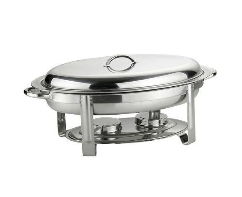 Oval Roll Top Chafing Dish Buffet Chafer Steam Food Warmer- Silver.