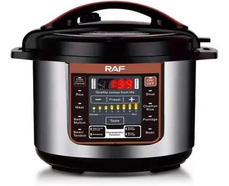 RAF Multifunctional 8L Stainless Pressure Slow Cooker Smart Programmable Digital Electric Rice Pressure Cooker Stew Pot Safe Operation- Multicolor