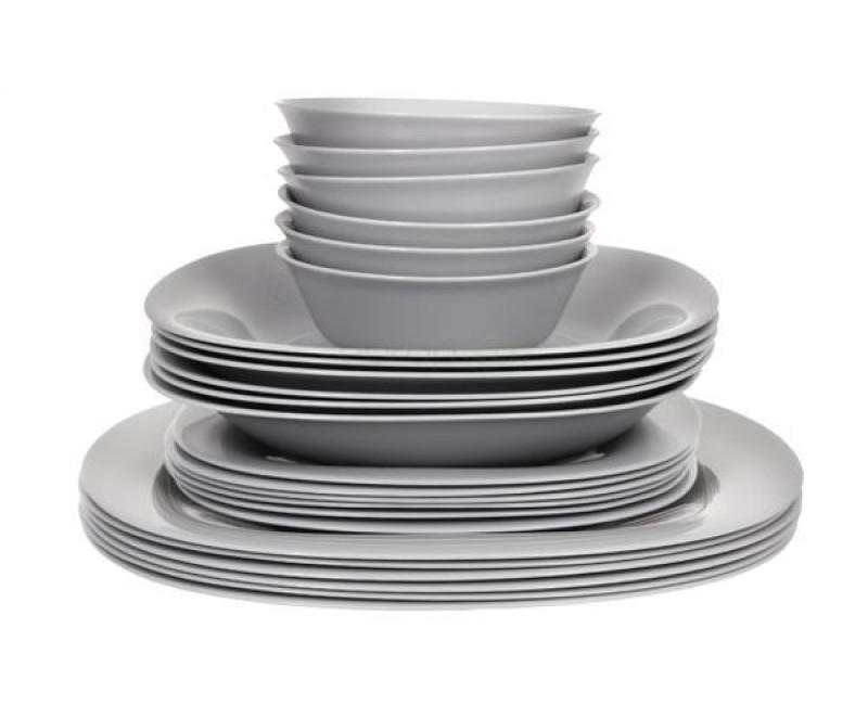 24 Piece Luminarc Plates,Side Plates And Bowls Dinner Set- Grey. Luminarc