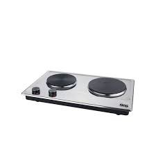 Double Burner Heater Hot Plate Electric Stove Cooker, 1500W Silver. Dsp