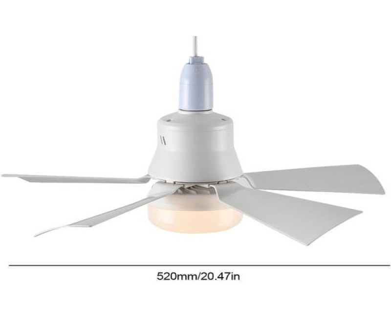 Socket Fan Light With Dimmable Led Light Bulb with Remote, Screw in Small Ceiling Fan for Bedroom Living Room Kitchen Garage Indoor -White