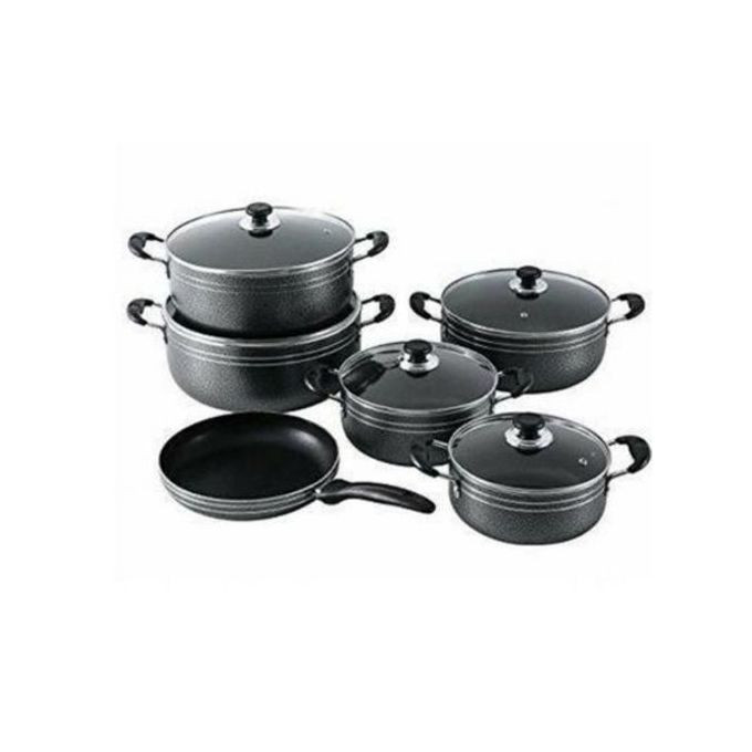 Tornado 6 Piece Tornado Non-stick Saucepan Cookware Pots, Black.