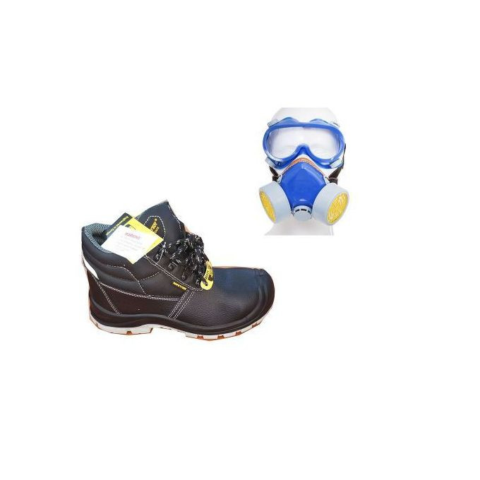 Safety Boots Steel Toe With Free Face Gas Mask-Black,Blue