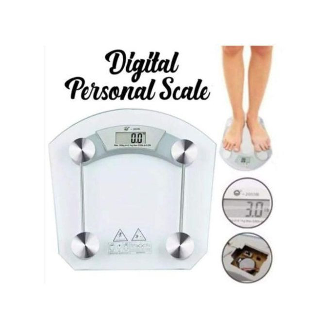 Digital Electronic Personal Glass Bathroom Weighing Scale - Silver 1045133 - Generic