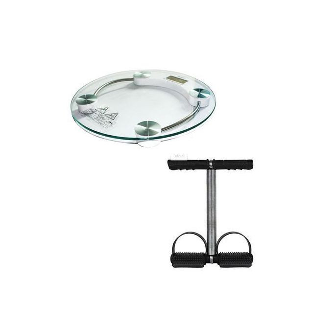 Digital Bathroom Personal Weighing Scale + Tummy Trimmer - Multicolour 1045133 - Generic