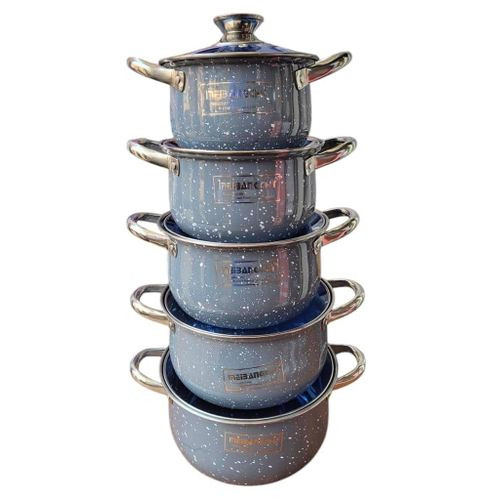 5 Pieces Set Of Stainless Steel Food Serving Dishes & 5 Lids - Steel