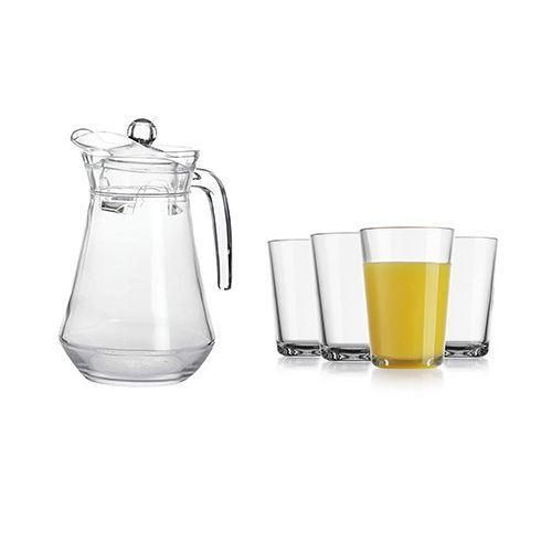 1 Big Jug And 4 Heavy Glasses-Transparent