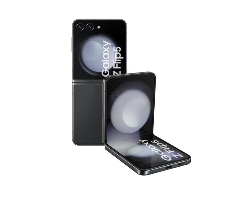 Samsung Galaxy Z Flip 5, 6.7" FHD+ AMOLED Foldable Display, 8GB RAM, 512GB ROM, 5G, 12MP Dual Rear Camera, 10MP Front Camera, Dual SIM – Graphite