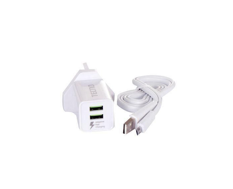 Tecno Faster Charger + USB Cable - White