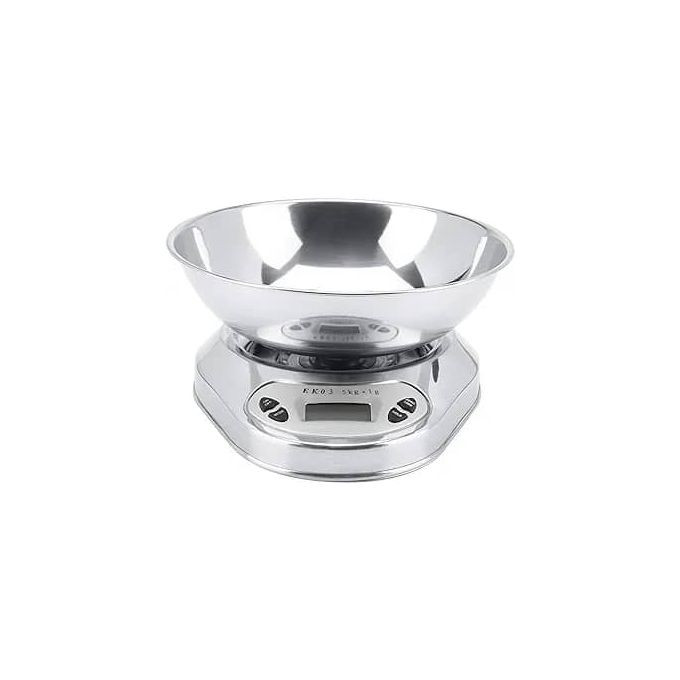 Electronic Rechargeable Digital Weighing Scale Of 5Kgs-Silver