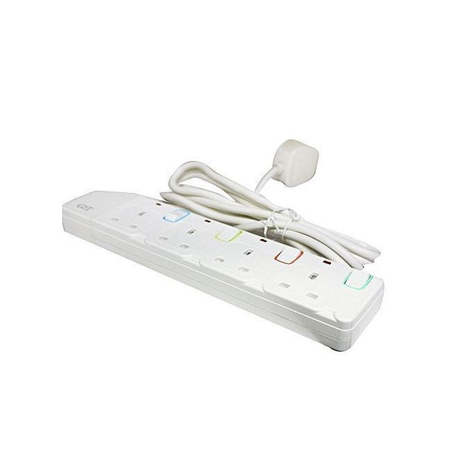 Heavy Duty Surge & Over-Voltage Protection 4way High  Quality 13A 4-Way Extension Cable - White