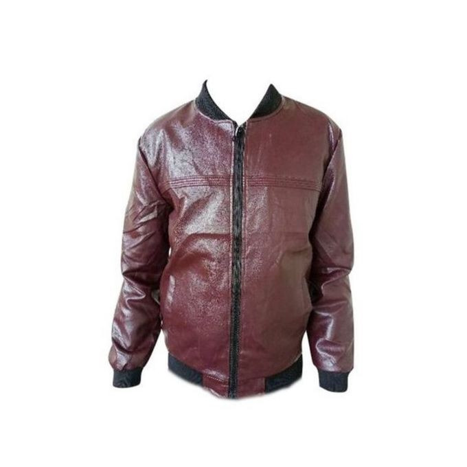 Men's Leather Jacket - Maroon.