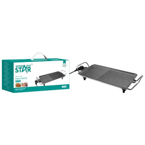 High Performance Electric Barbeque Grill Pan With Non Stick Coating Surface-Black