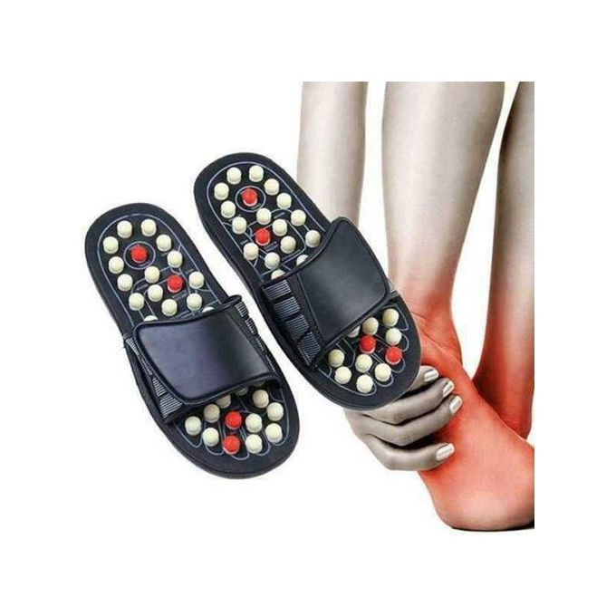 Foot Reflexology Massage Slippers Acupressure Therapy Medical Sandals - Black
