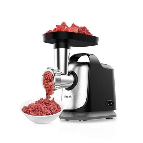 Saachi Powerful Meat Grinder With Very Sharp Stainless Steel Blades-Silver/Black