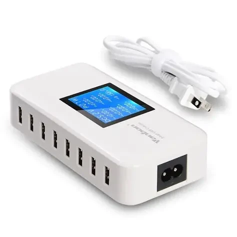 50W U10 Adaptor USB Wall Intelligent Charger with Rapid Multiple Charging Station Block Auto Detect Technology Safety Guaranteed 10-Port Family-Sized Smart USB Ports for Multiple Devices Smart Phone Tablet Laptop Computer SmartBerry