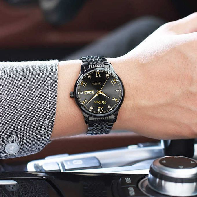 Mens Designer Watch And A Pack Of Belts - Black,Brown