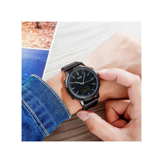 Dual LED Display Less Weight Mens Designer Watch - Black