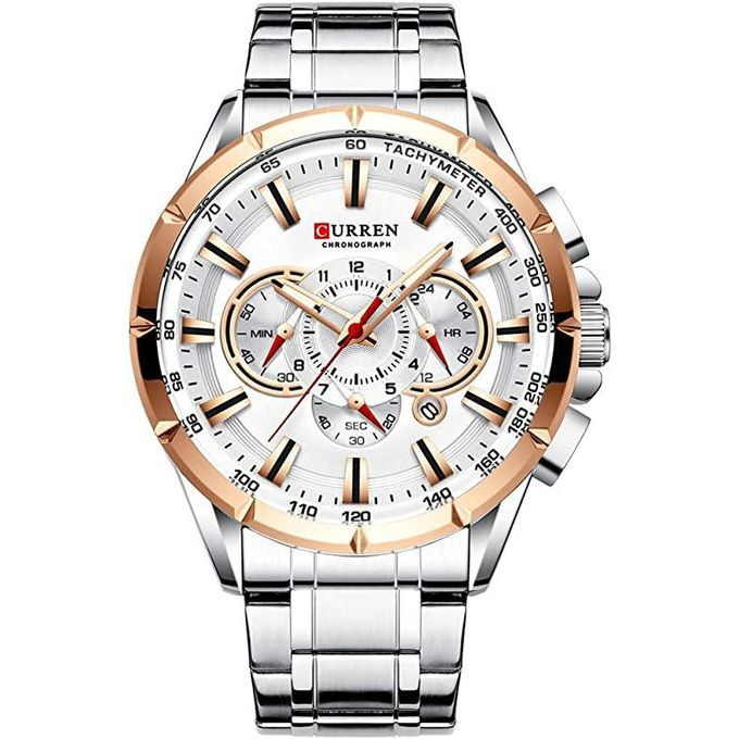 Analog cHRONOGRAPH Designer Watch - Silver,gOLD