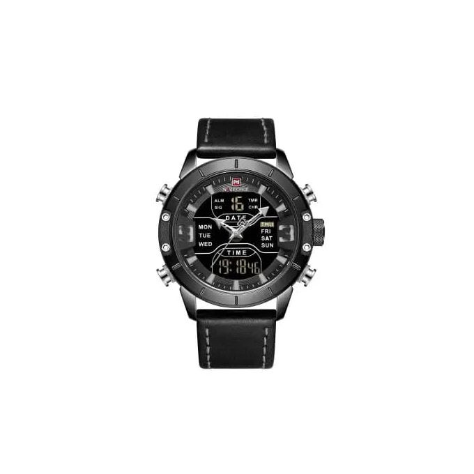 Analog Leather Strapped Men's Trendy Watch - Brown