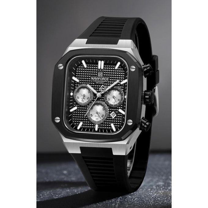 Rubber Strapped Men's Office and Casual Designer Watch- Black