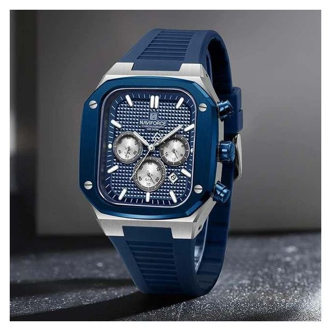 Rubber Strapped Men's Office and Casual Designer Watch - Blue