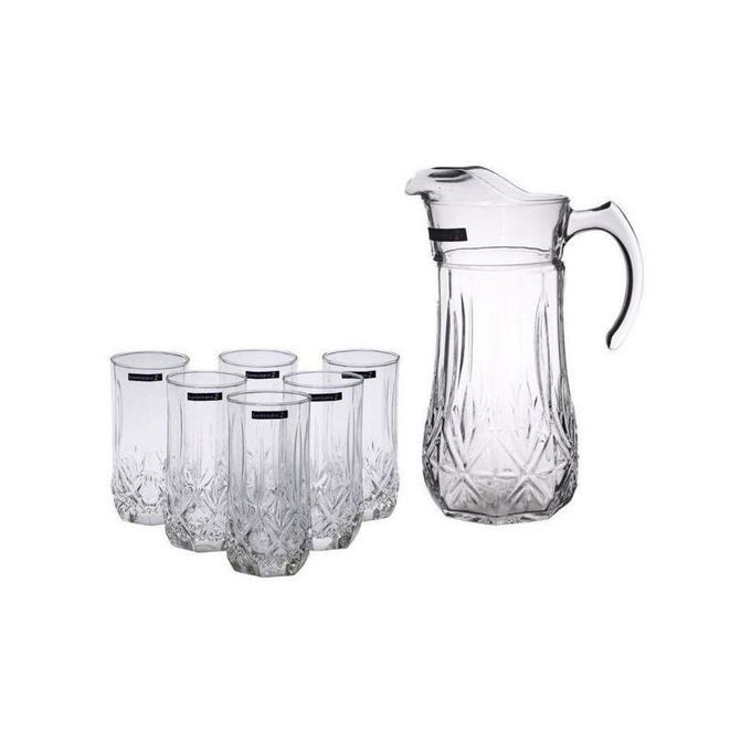 6 Piece Luminarc Glasses And 1Piece Jug Water Set-Colorless
