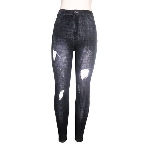 High Waist Stretcher Damage Jeans - Black