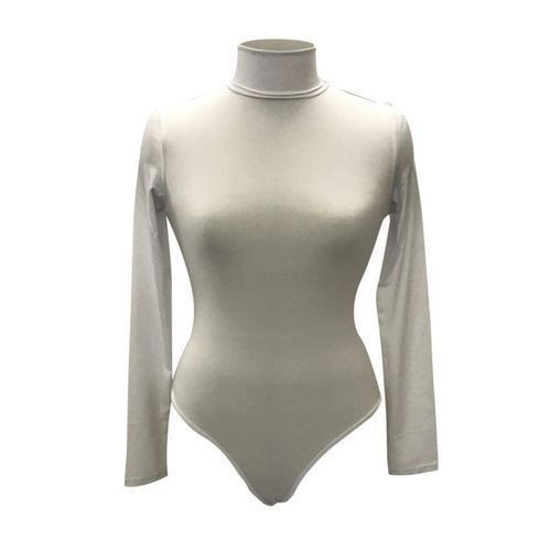 Women Bodysuits Ladies Neck Bodysuit Romper Long Sleeve Leotard Tops Jumpsuit Clothes(#White)