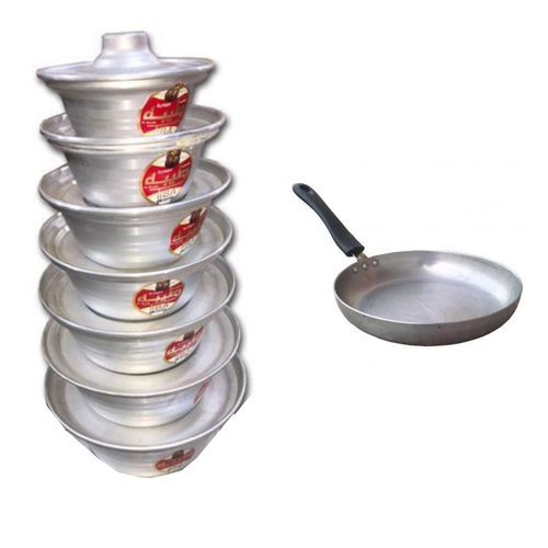 15 Pieces Cookware Set Pure Aluminium Saucepans With Covers And Frying Pan-Silver