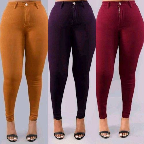 Ladies' High Waist Jeans - Maroon