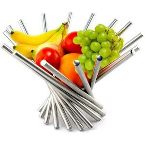 Stainless Steel Fruits Basket Sold With Artificial Fruits Good For Decoration - Multicolor