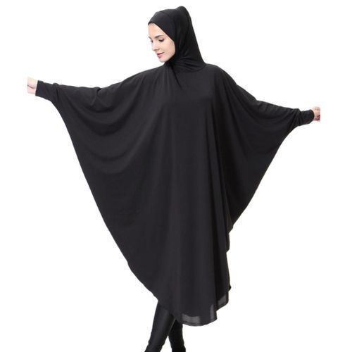 Ladies Muslim Full Length Abaya Long Overhead Hijab Prayer L Black