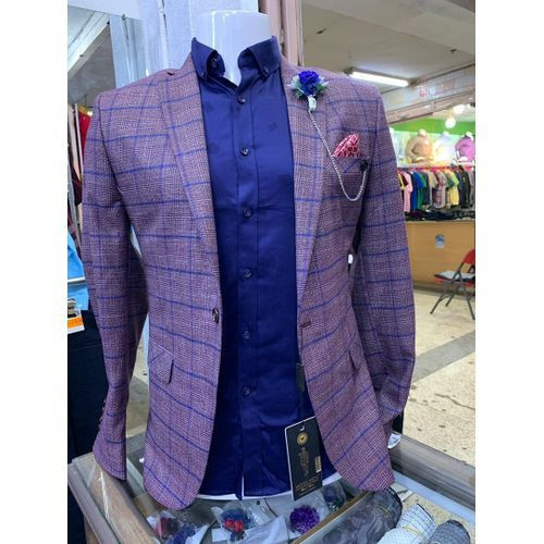 Mens Slim Fit Blazer Jacket-Beige