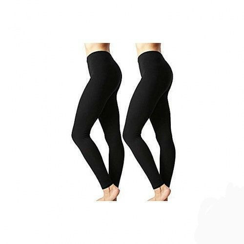 2 Pack Women's Cotton Leggings-Black.