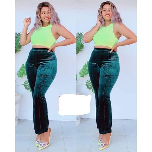 Ladies Velvet Pants - Green