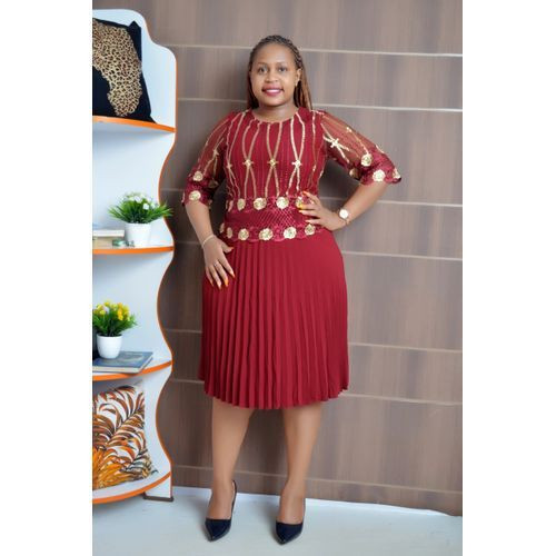 Ladies designer Dress- Maroon-Red