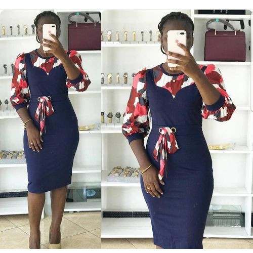 Fashion Solid Off Shoulder Dress - Navy Blue