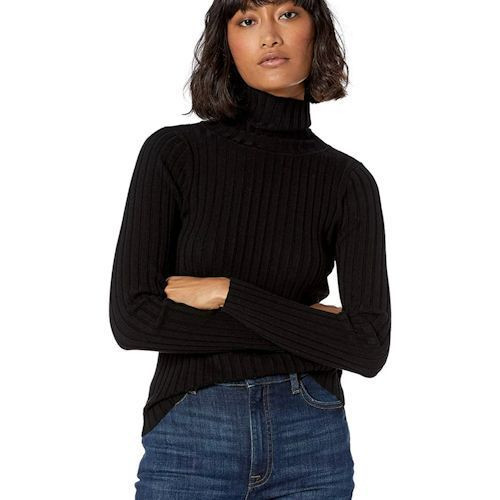 Women's Turtle Pullover Neck Sweater - Black