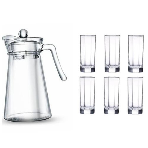 7 Pieces Quality Jug And Glasses-Transparent